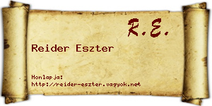 Reider Eszter névjegykártya